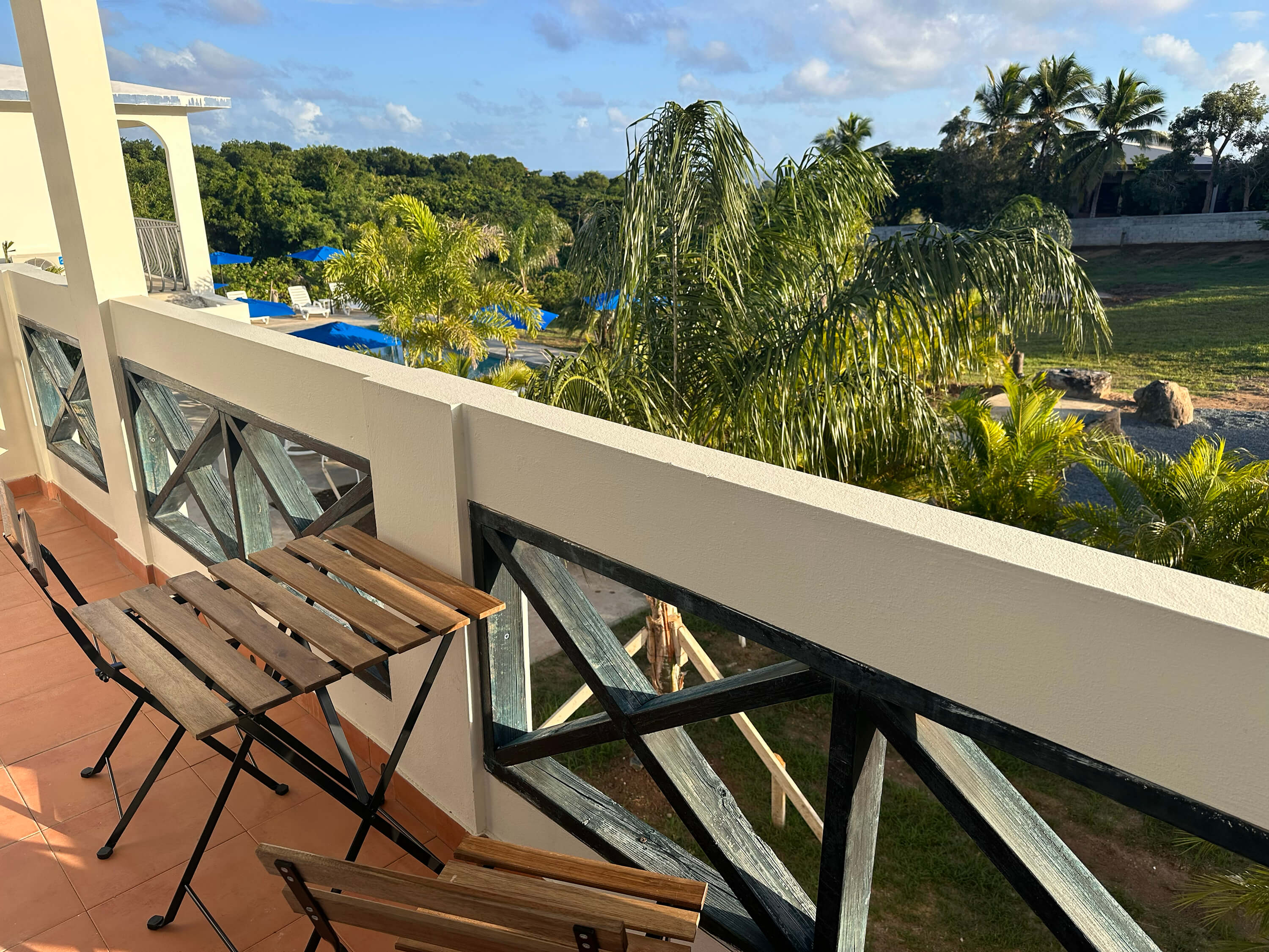 Modern suite in Club Vieques with private balcony and outdoor seating