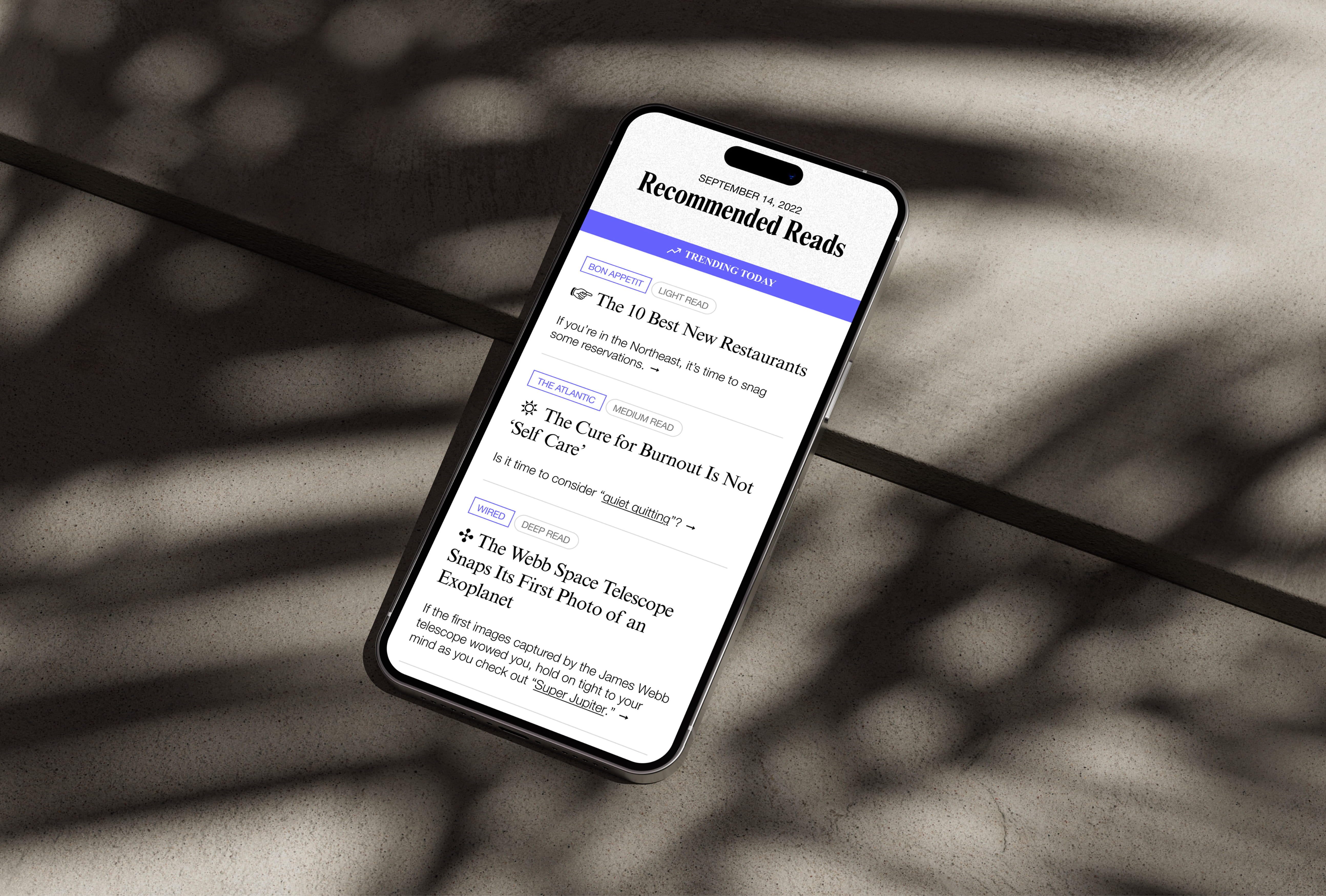 Recommended Reads email design