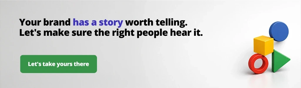 Brand storytelling and marketing services CTA banner encouraging businesses to reach the right audience
