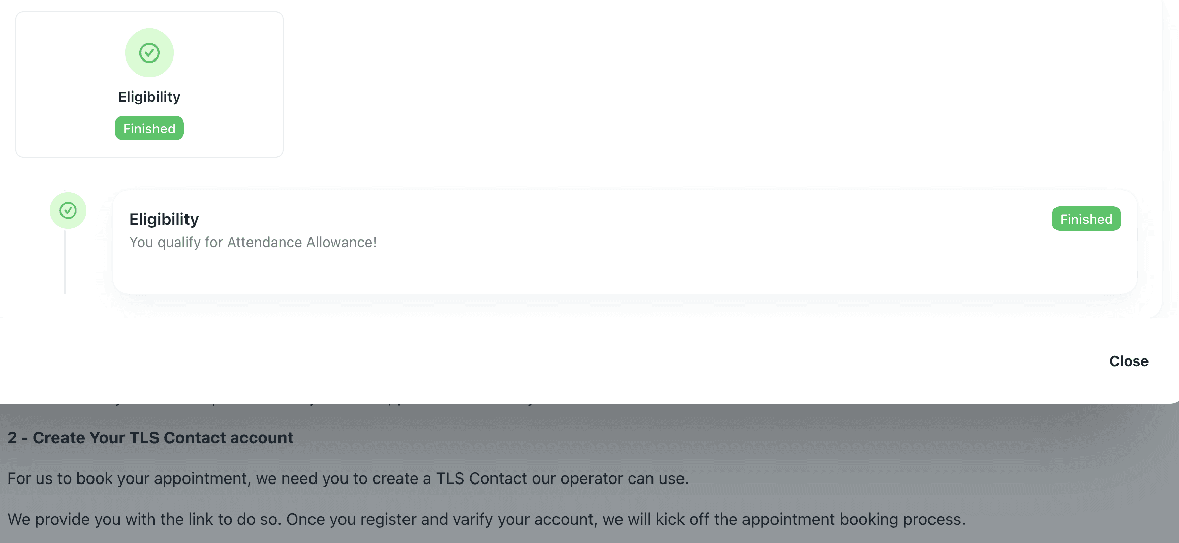 Step one of Barnab’s simplified government application interface screenshot.