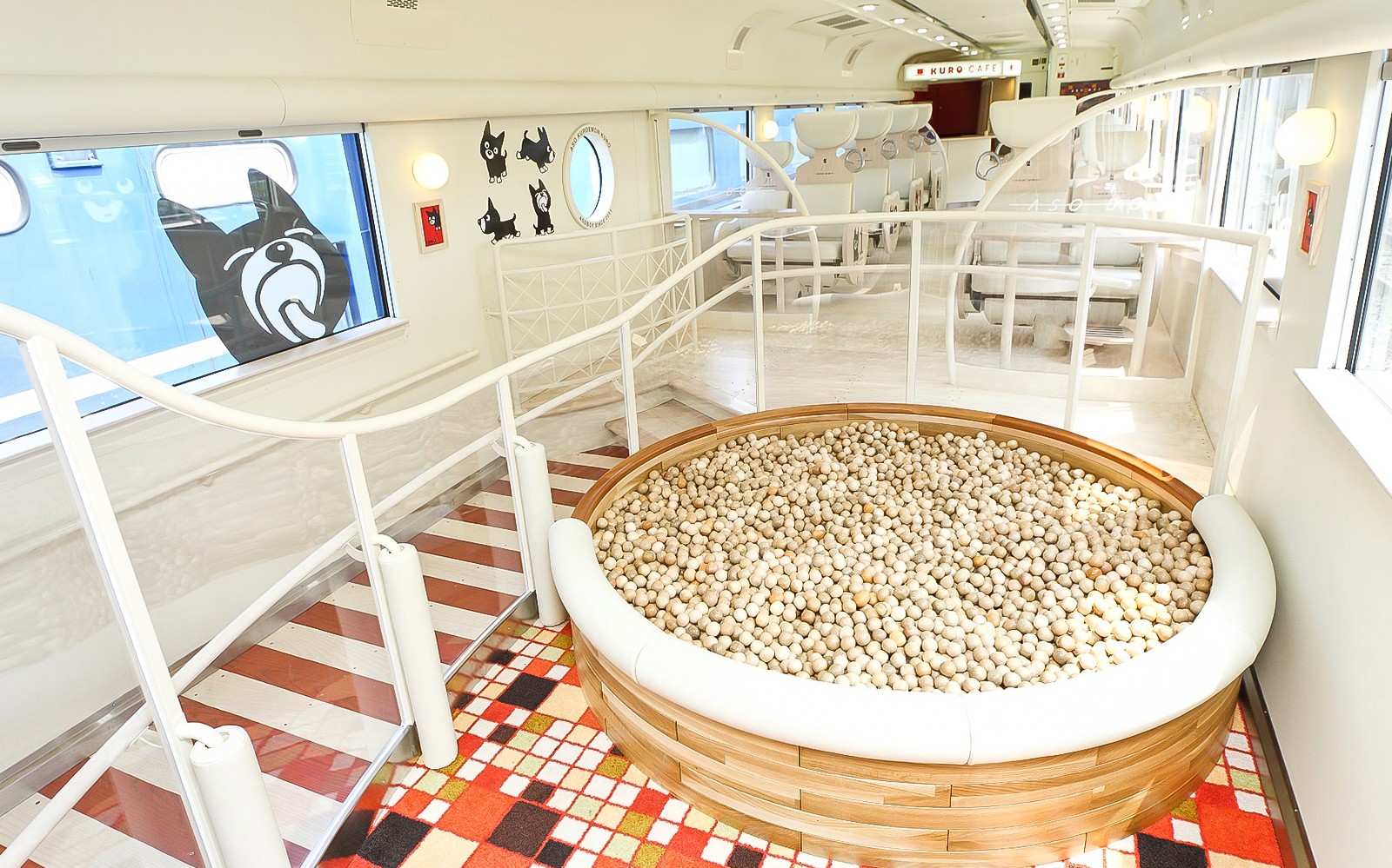 Children's play area with ball pit on JR North Kyushu Rail Pass train.