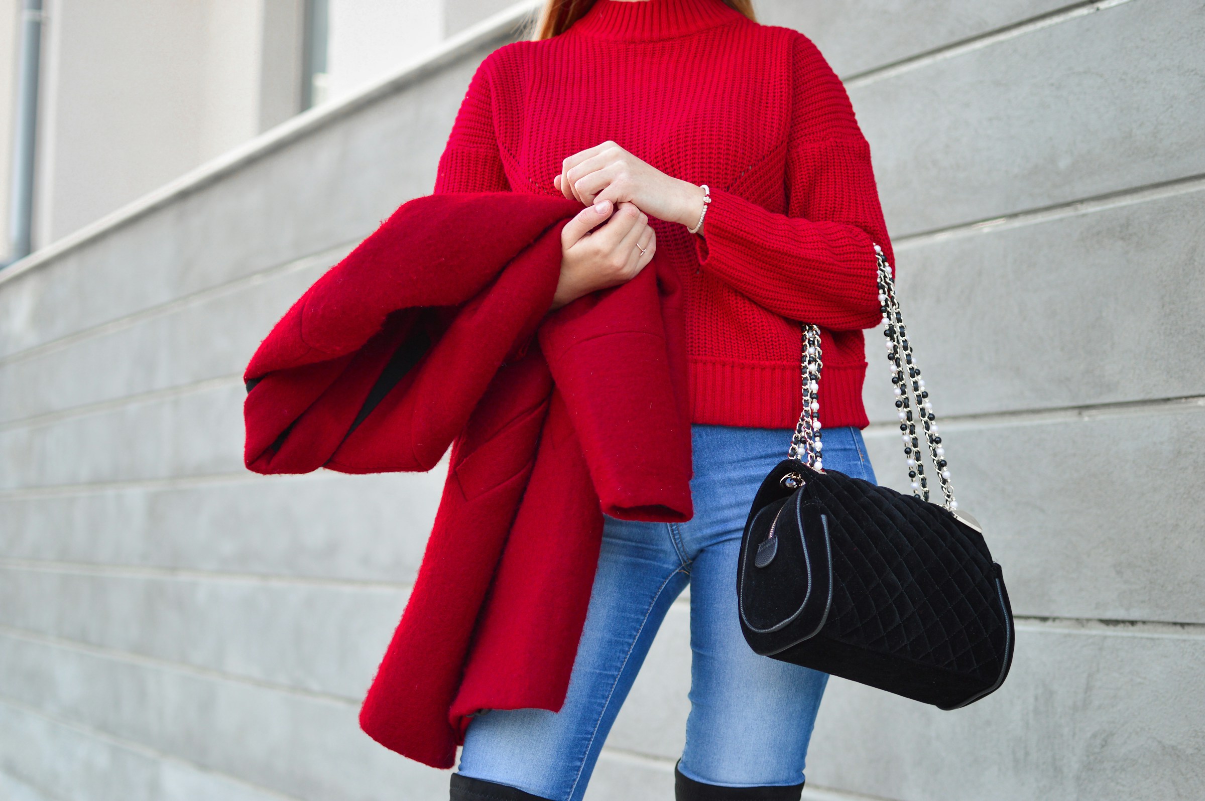 Lady Wearing Bright Red Sweater -  Preppy Meaning