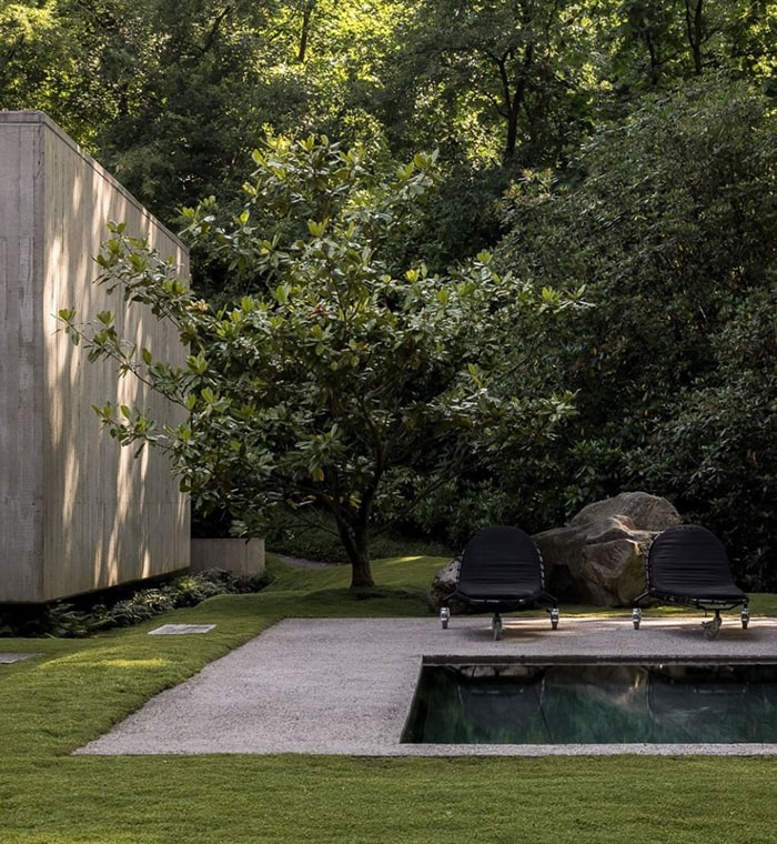 Beautiful landscaped garden with greenery and outdoor design elements.