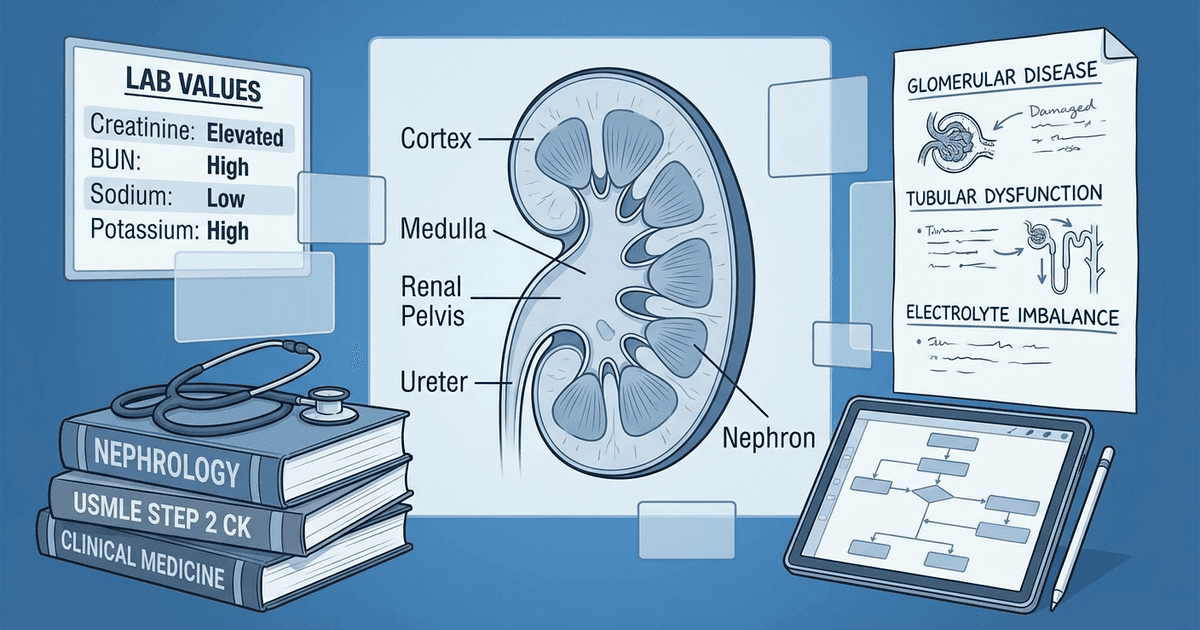 Cover: USMLE Step 2 CK Nephrology: High-Yield Topics, Clinical Vignette Strategy and Exam Checklist (2026)