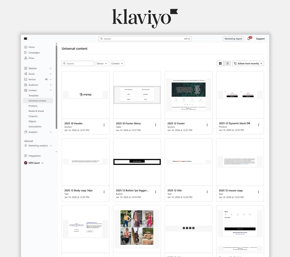 Klaviyo - universal components libraries