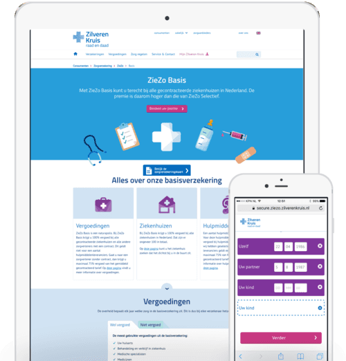 Tablet en mobiel met Zilveren Kruis app.