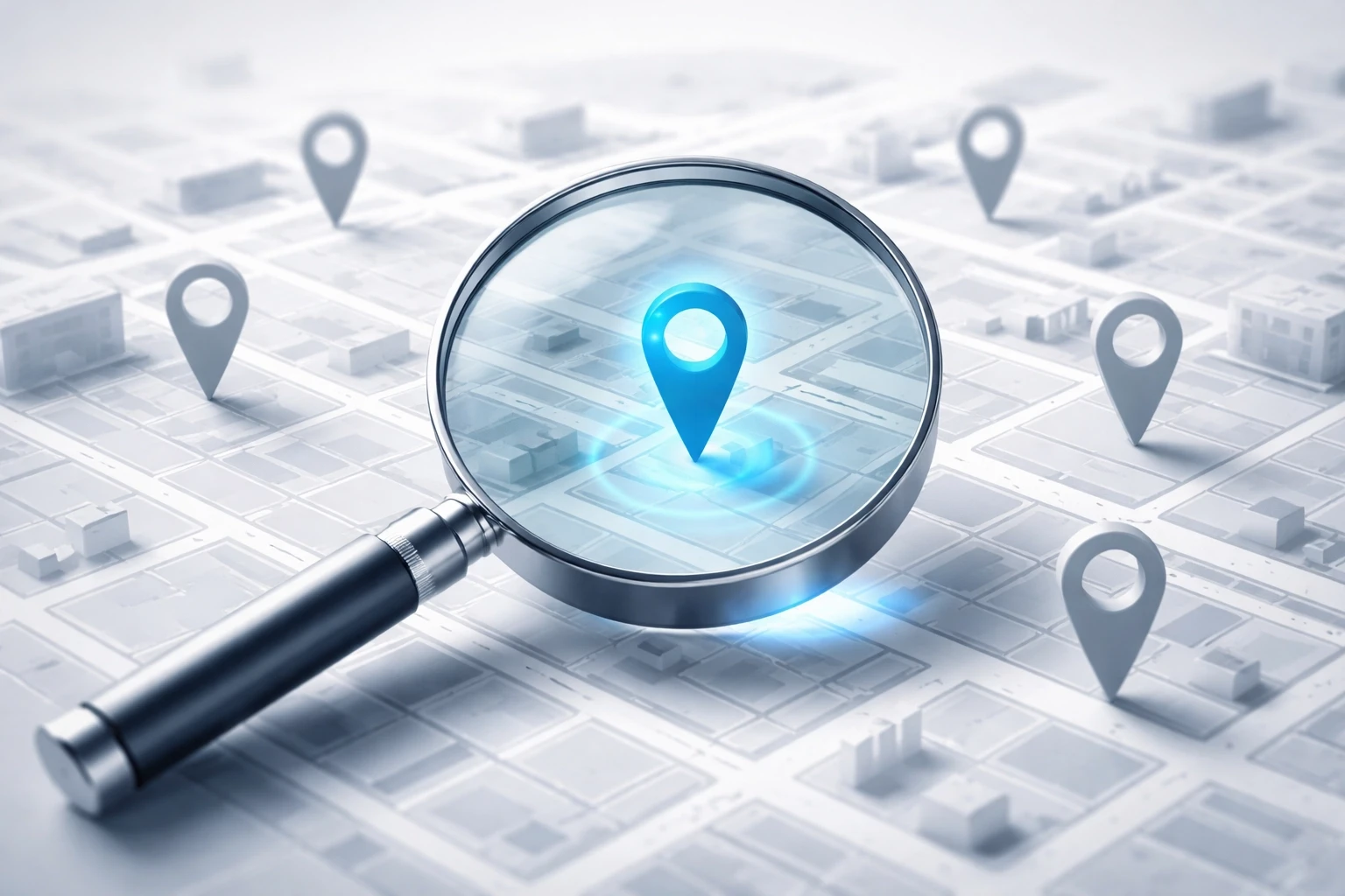 Local SEO checklist on laptop with map pins and review stars.