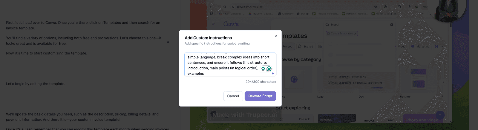 Customize the script for the training video based on the audience&nbsp;