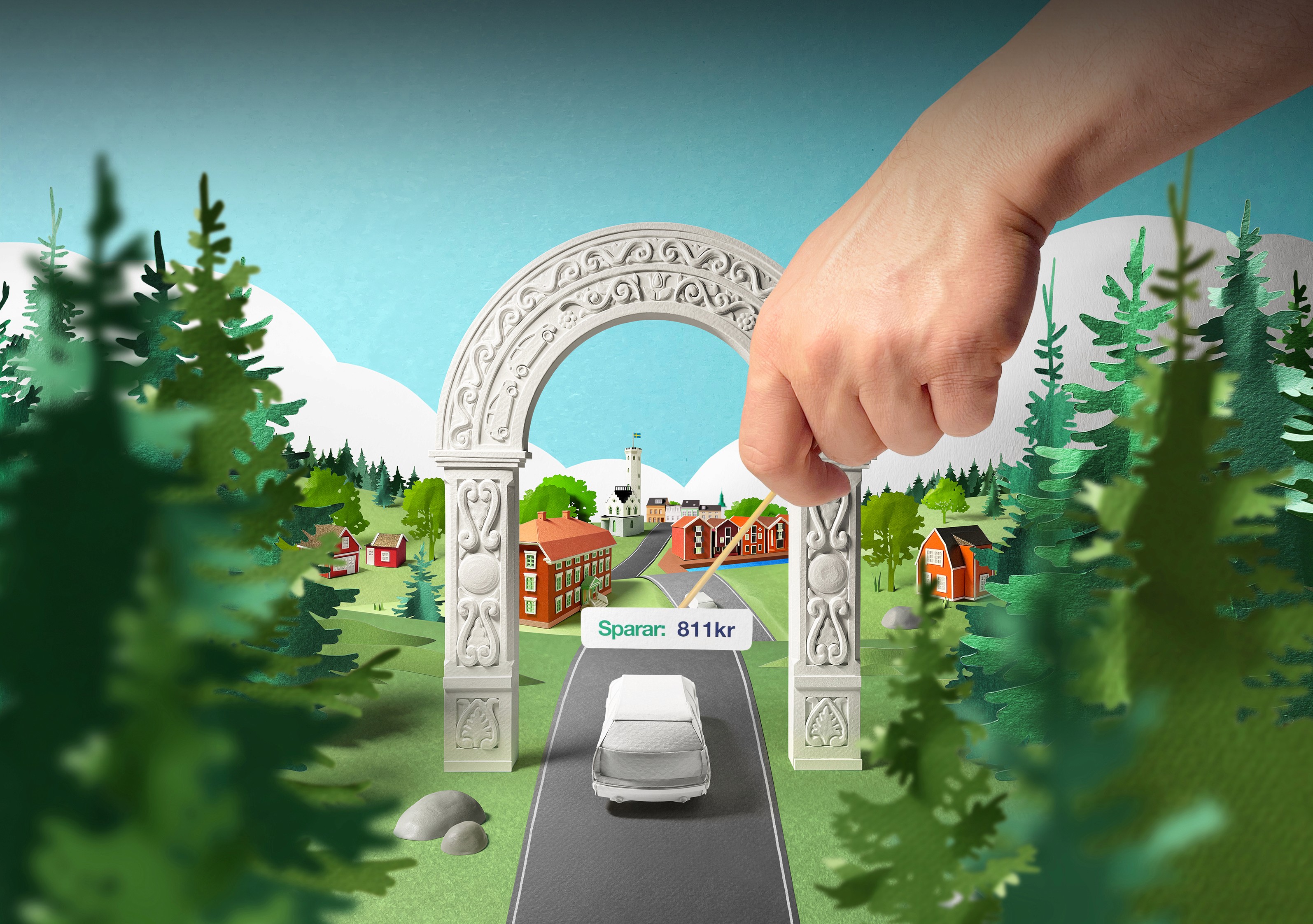 Artistic portrait with red and blue lighting creating a dramatic effect