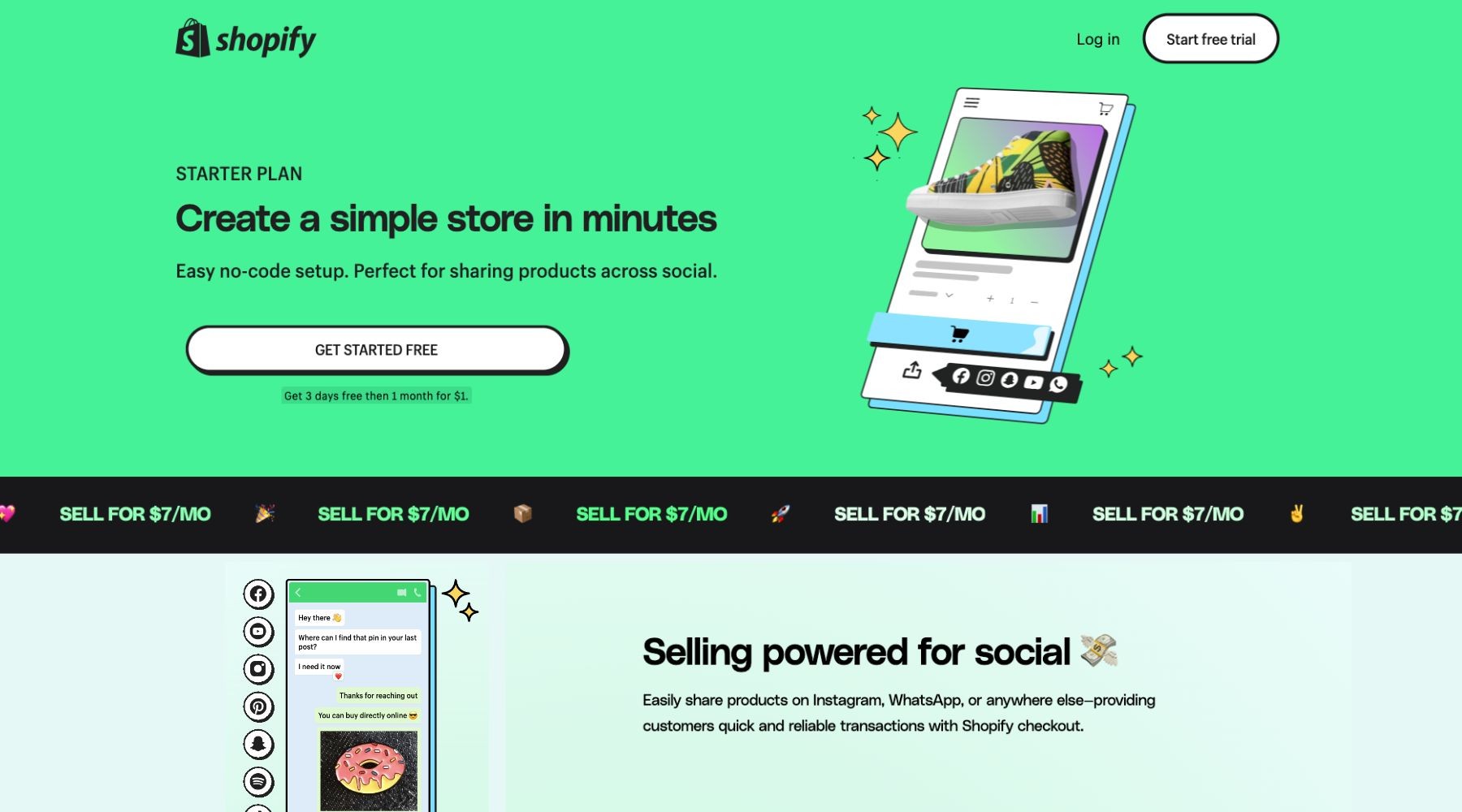 Shopify Starter plan