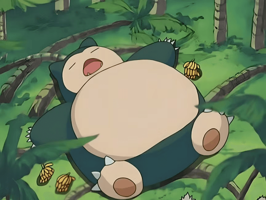 Snorlax sleeping in a bamboo forest