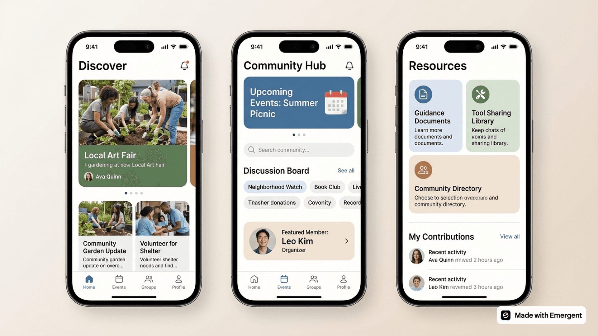 Community App Made with Emergent