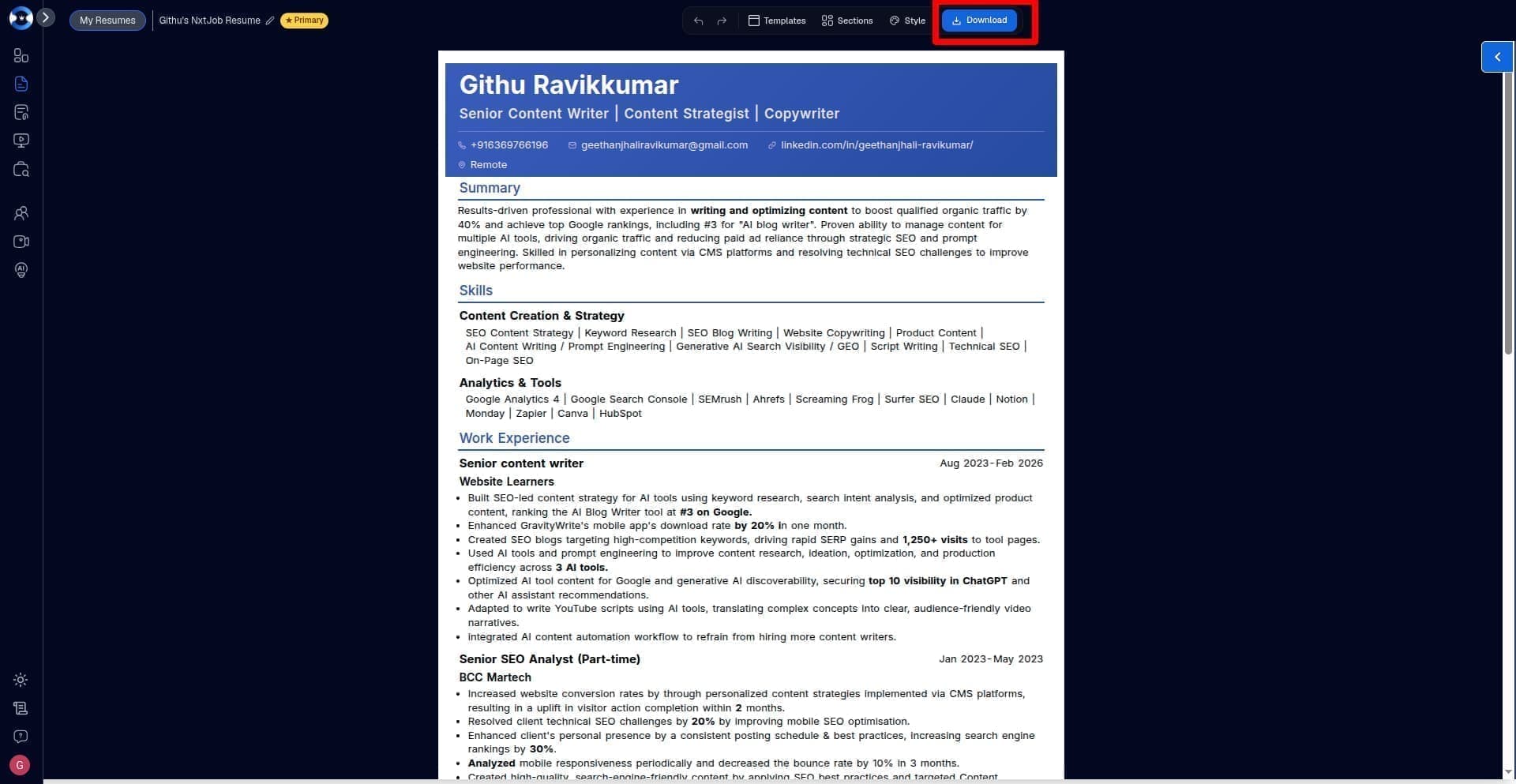 Download Your ATS-friendly Resume