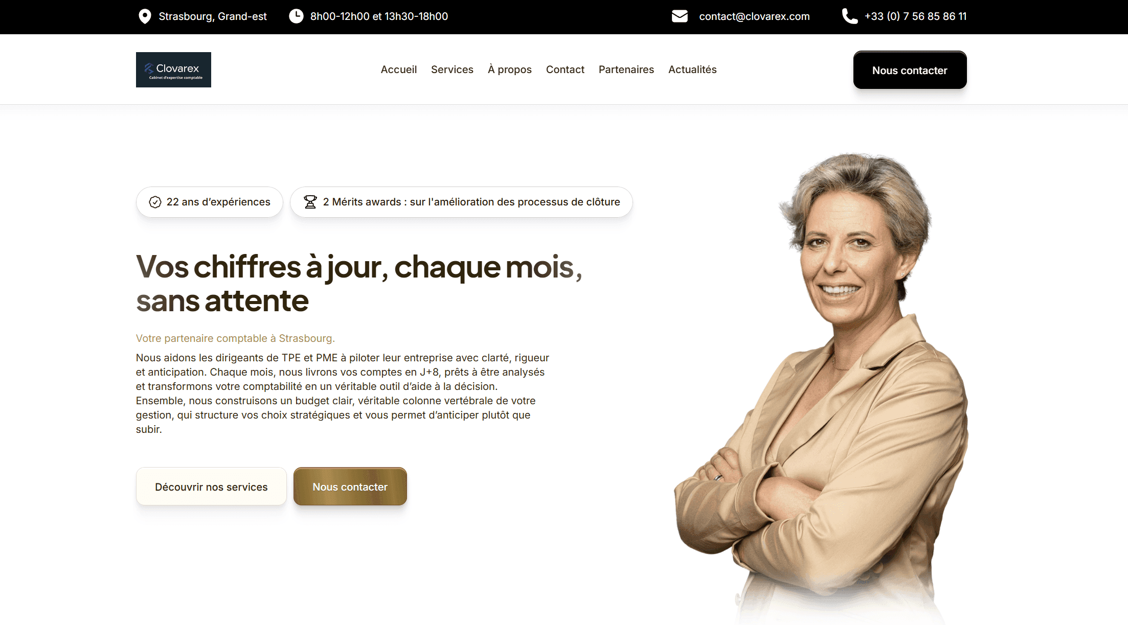 Hero section du site : Clovarex