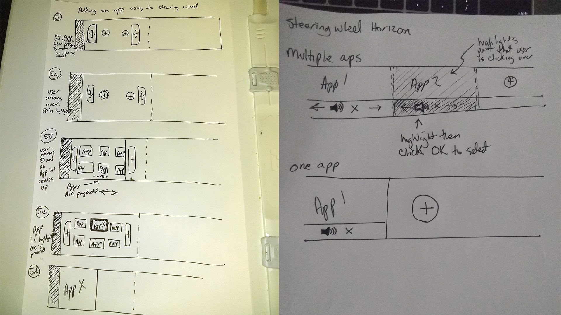 UX Design Ideation Sketches for D-Pad Functionality