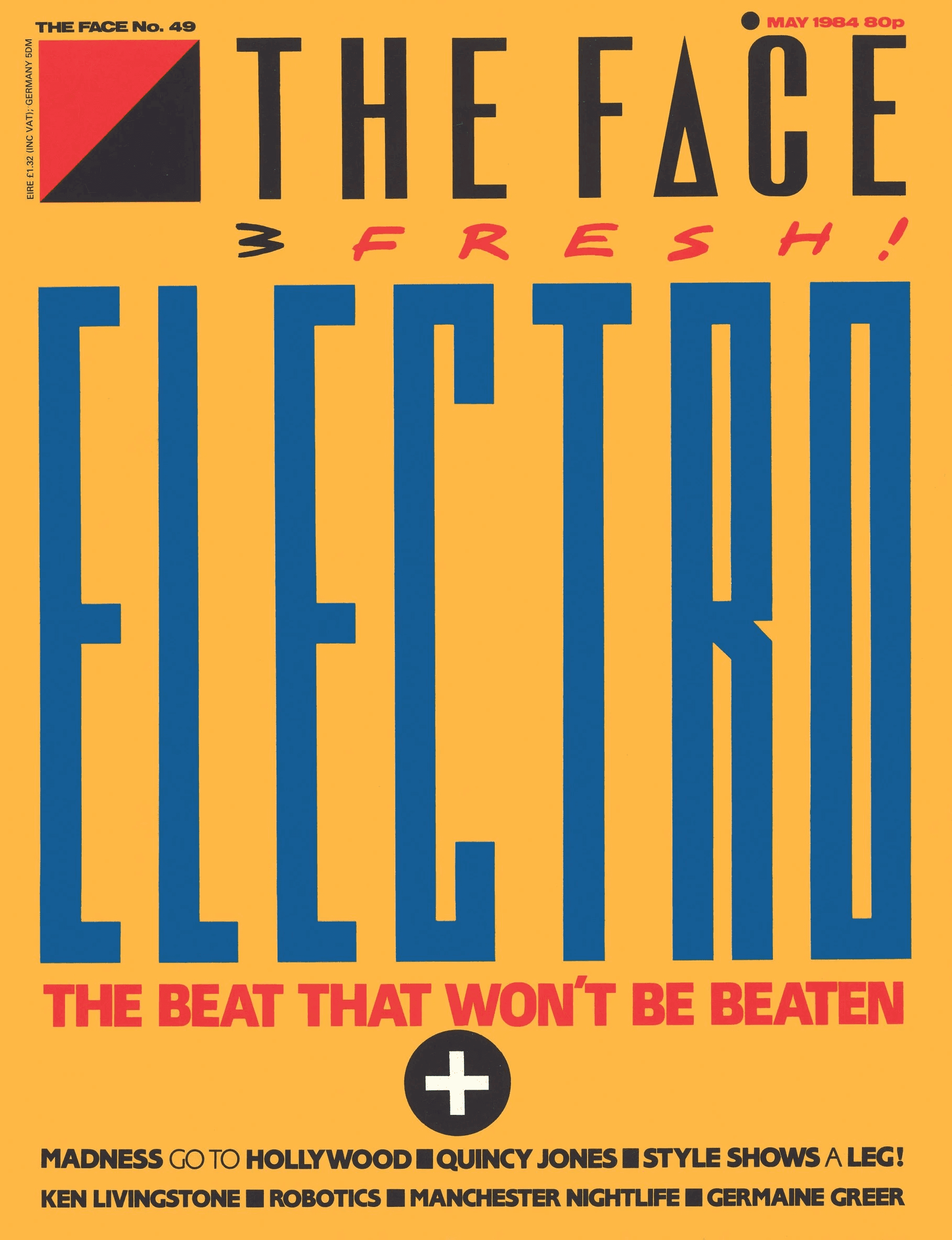 The Face magazine cover displaying text "Electro". 