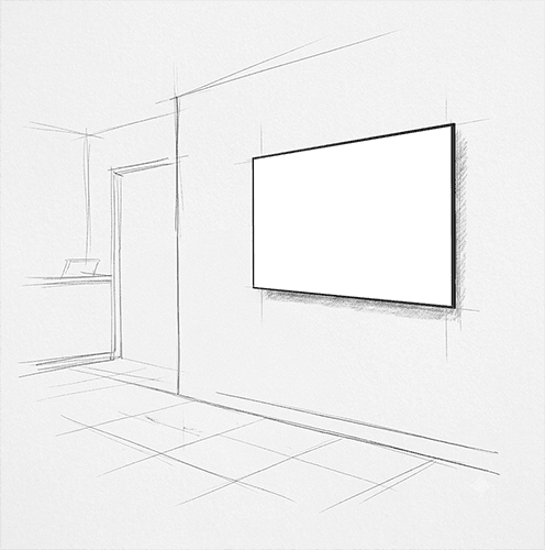 Wandmontiertes Digital-Signage-Display im Querformat als Rahmen-Display, Modell Samsung The Frame
