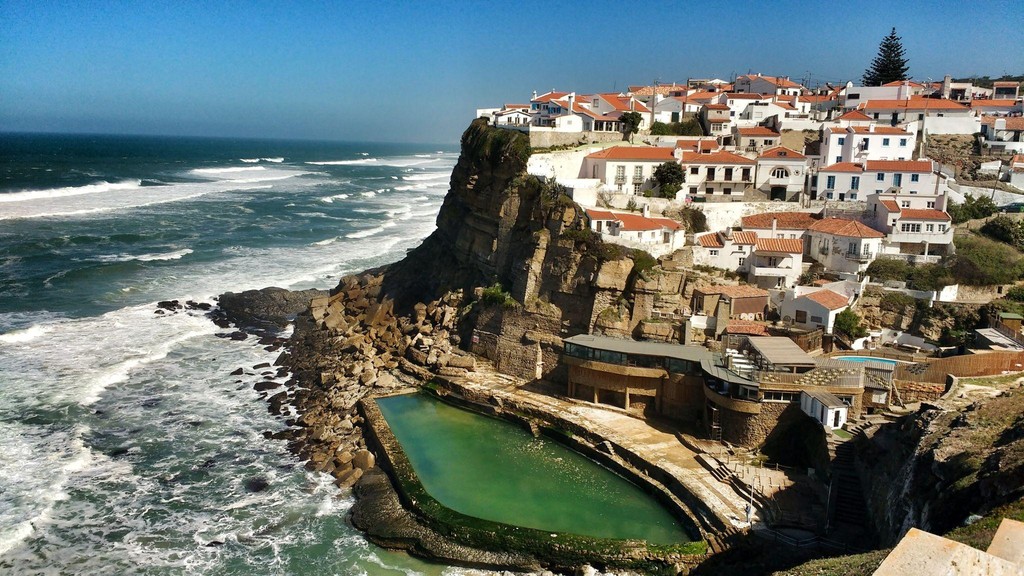 Azenhas do Mar seaside village with ocean cliffs and natural pools