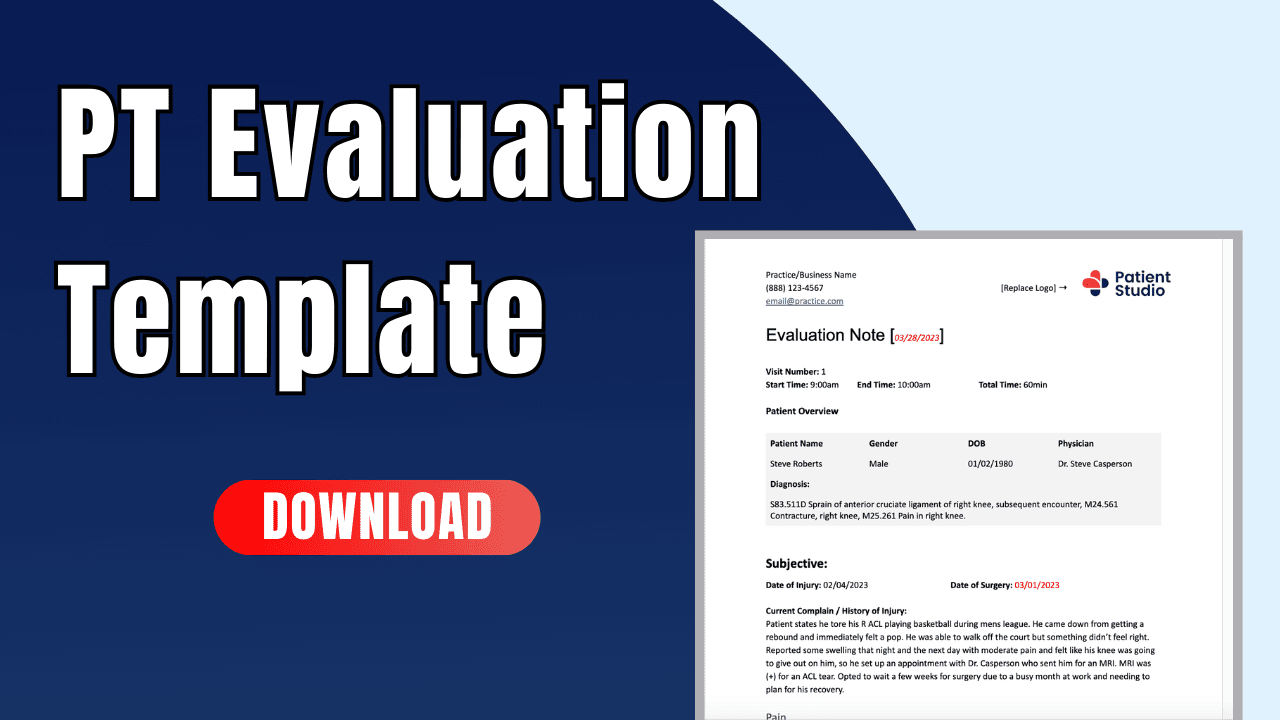 Physical Therapy Evaluation Template