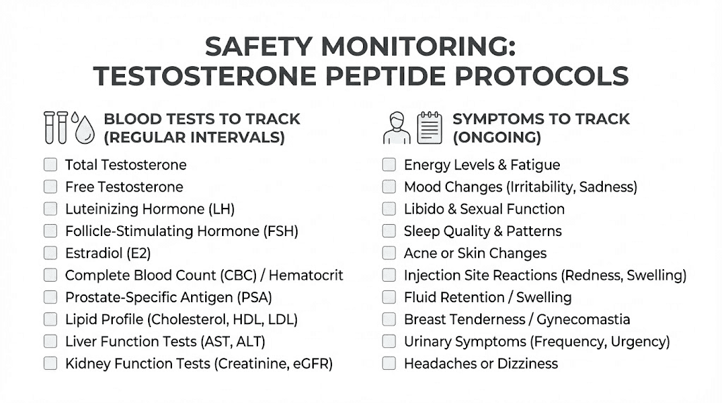 Testosterone peptide safety monitoring checklist
