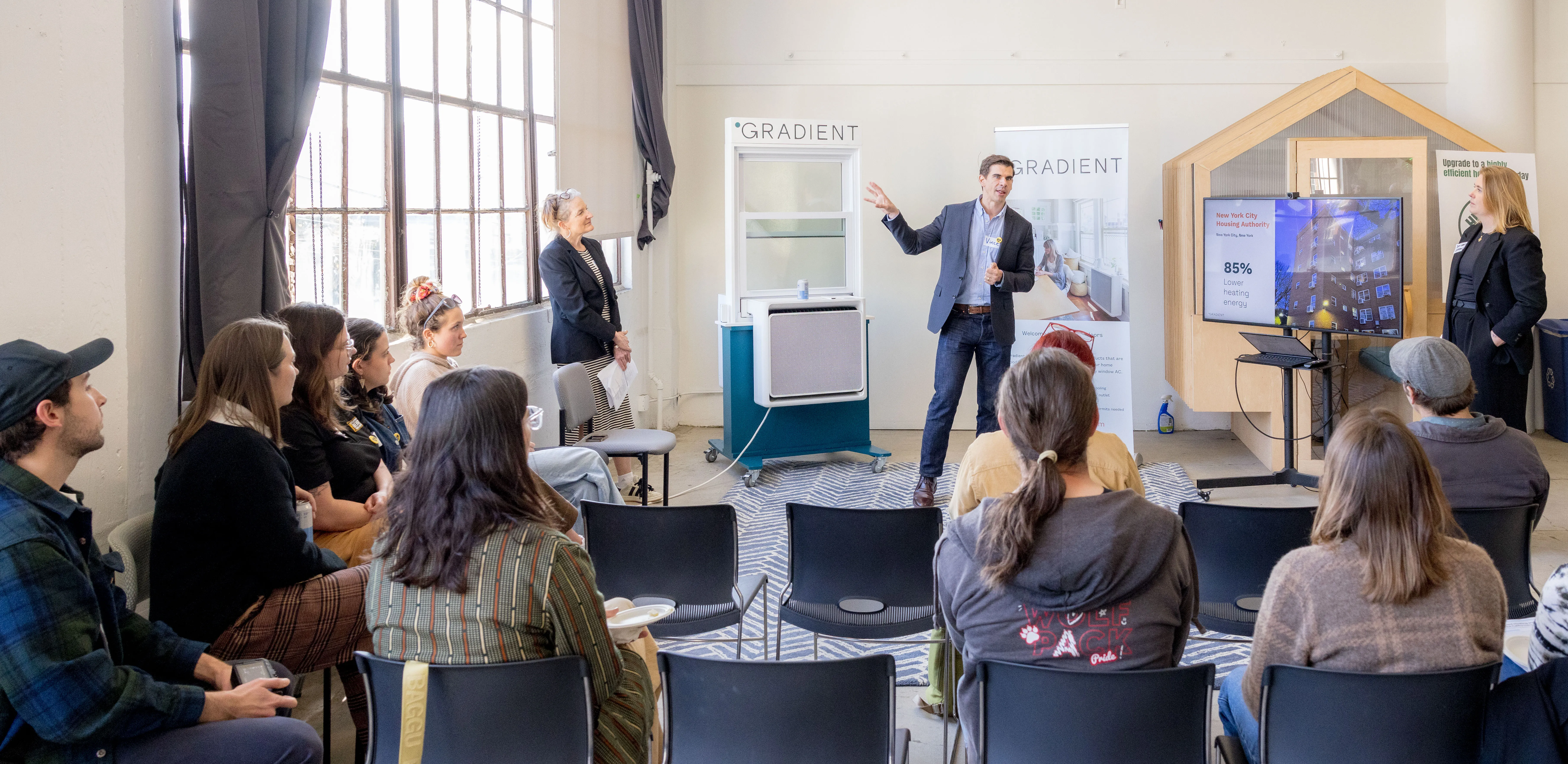 Gradient team presenting to building residents