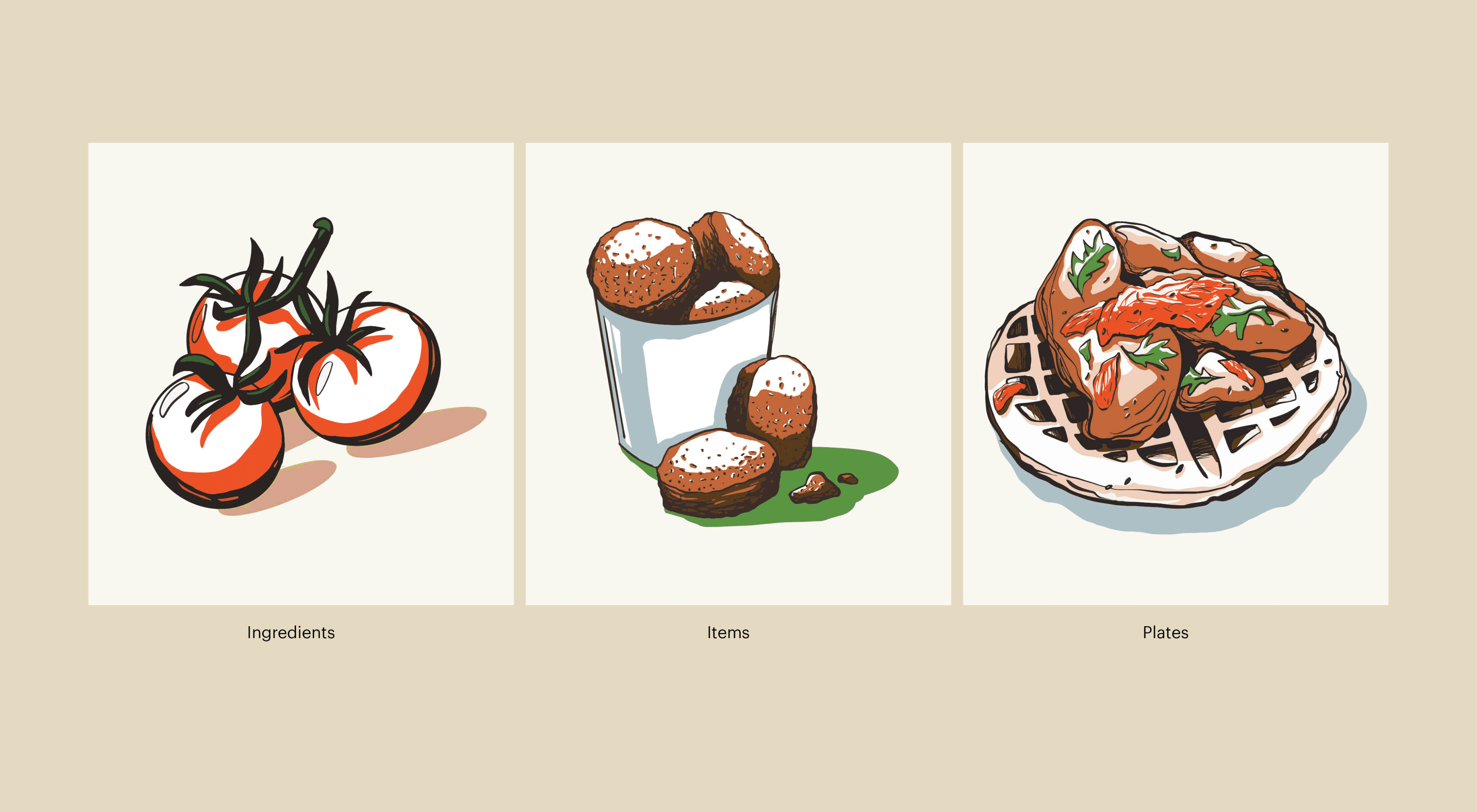 breakfast & brunch restaurant food and plates illustrations
