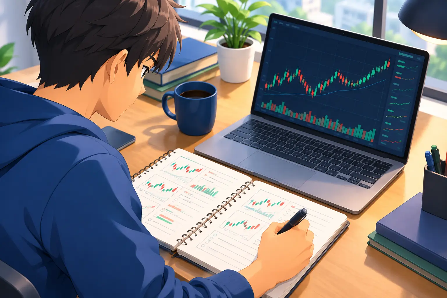 A trader in front of the monitor
