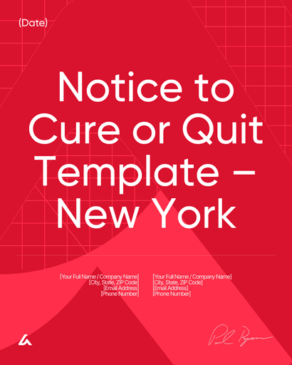 Notice to Cure or Quit Template – New York