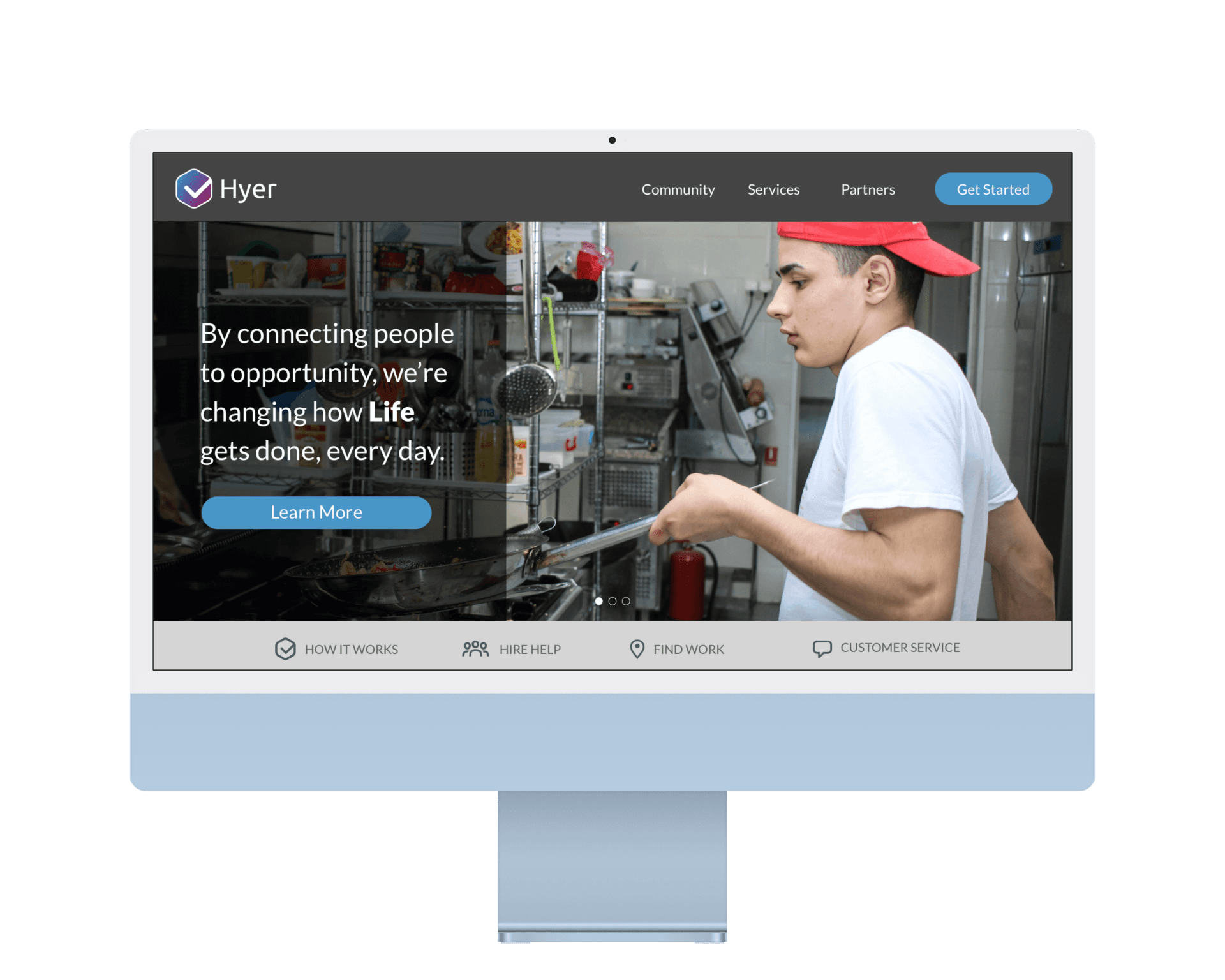 Hyer recruiting portal on a blue iMac