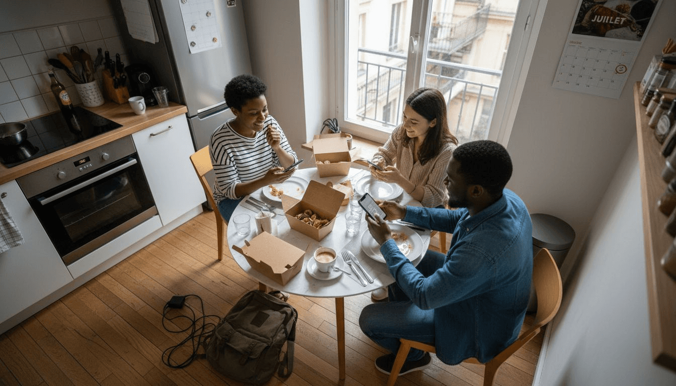 Des membres de la diaspora échangent autour d’une table sur leurs pratiques numériques.