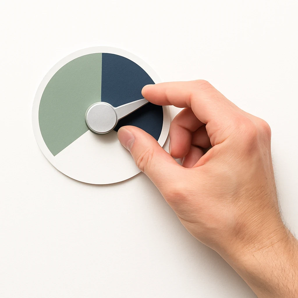 hand turning the dial indicating stress reduced