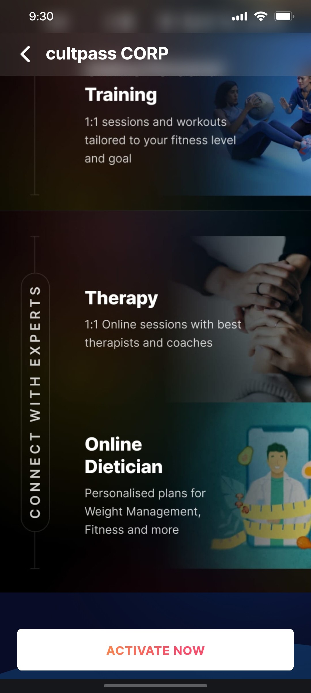 Cult.fit App Activate Now Screen