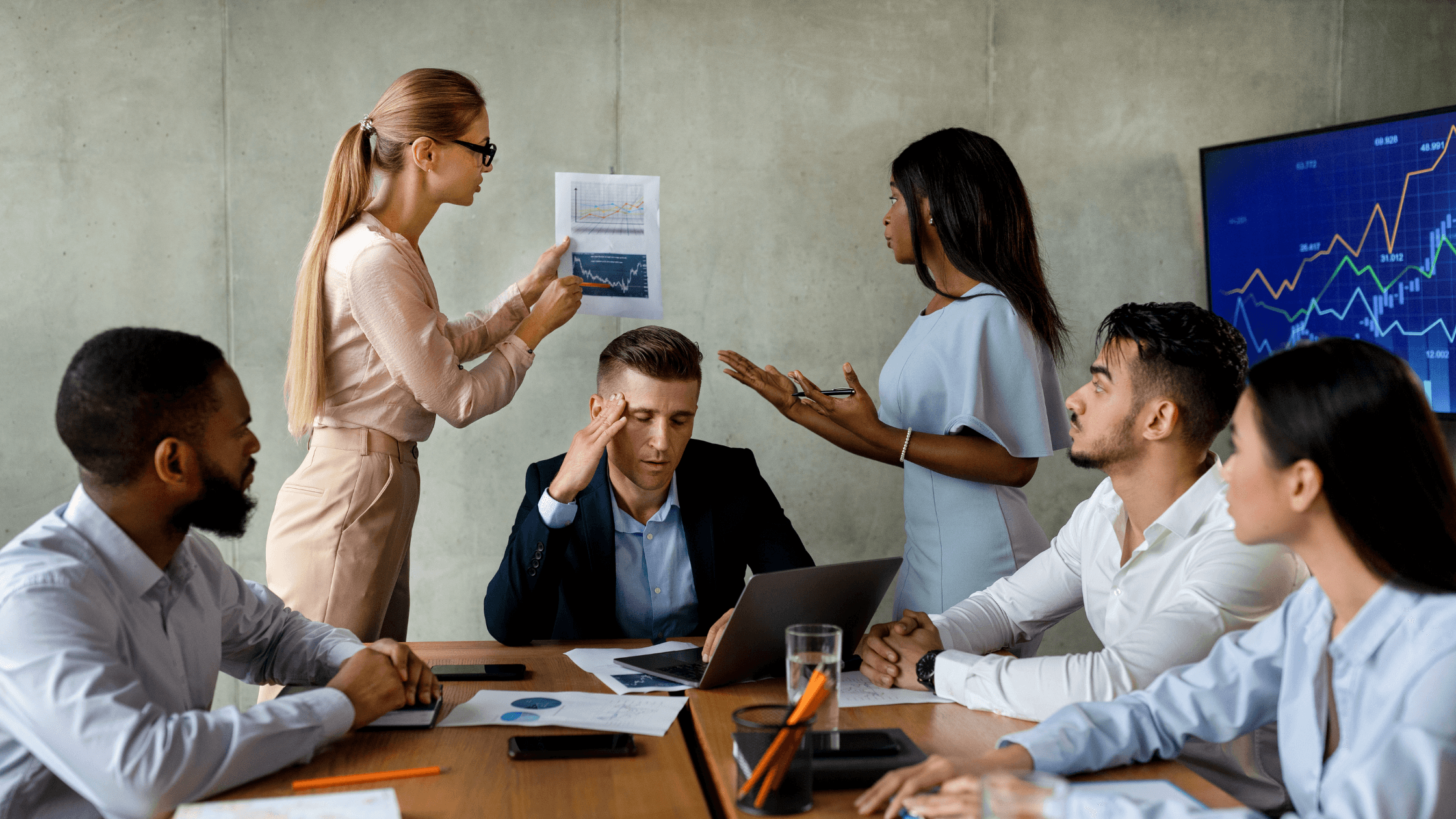 Teamkonflikt in einem Meeting
