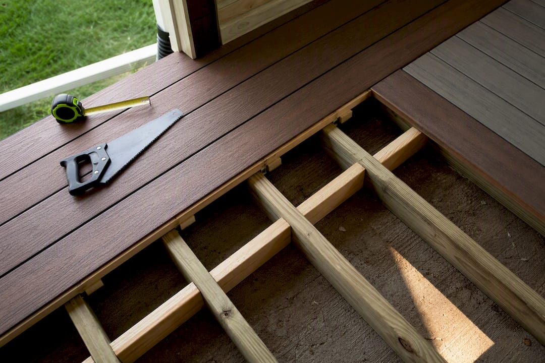 Blocking beneath deck border and breaker boards