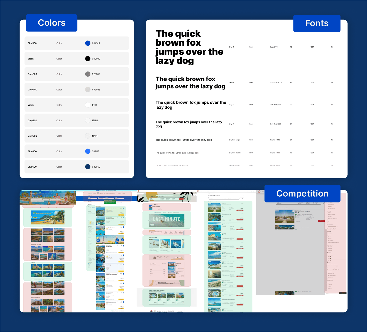 Image of the Documentation: Colors, fonts, competition.