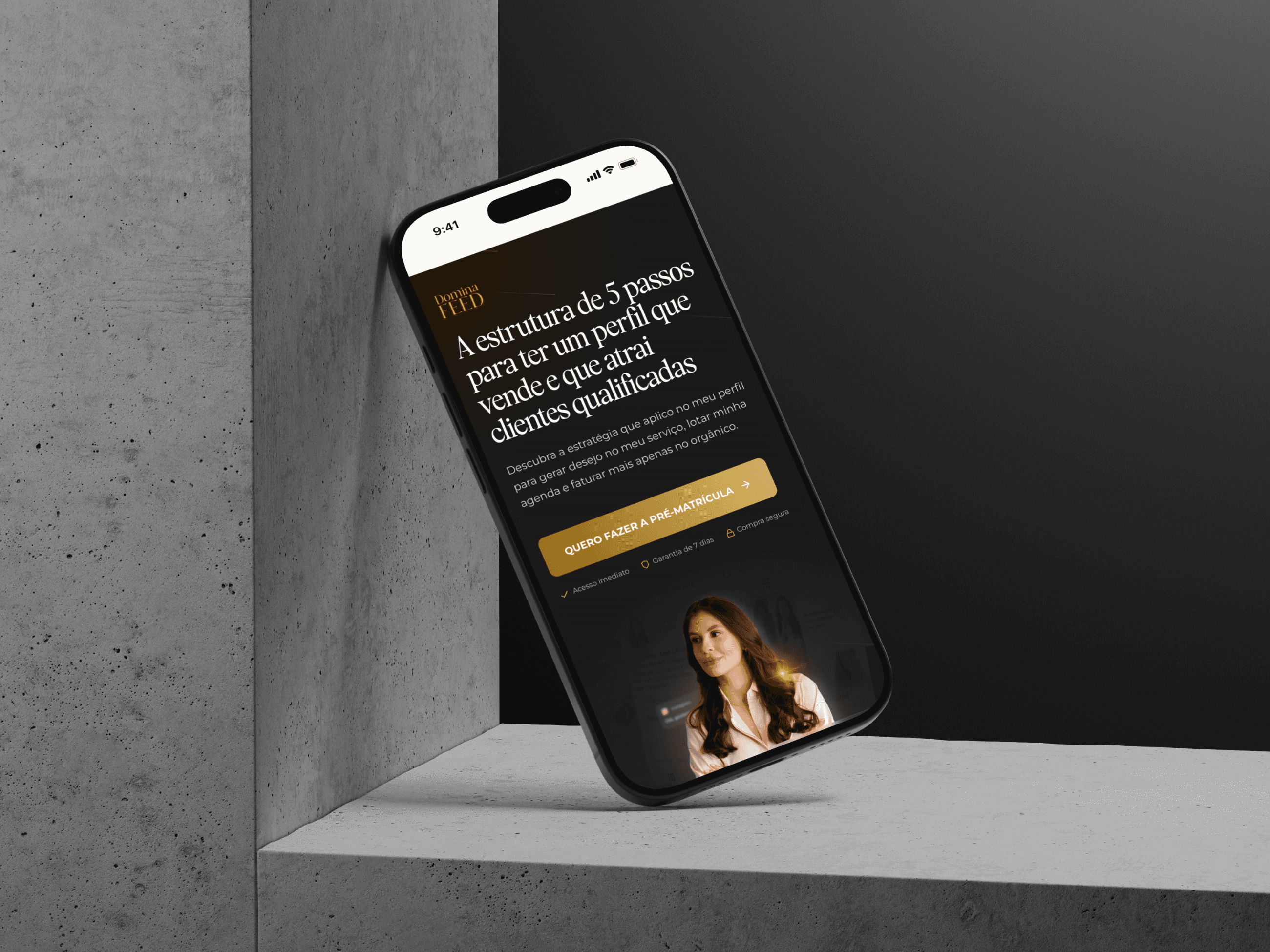 Mockup mobile da landing page para Rayana Beauty.