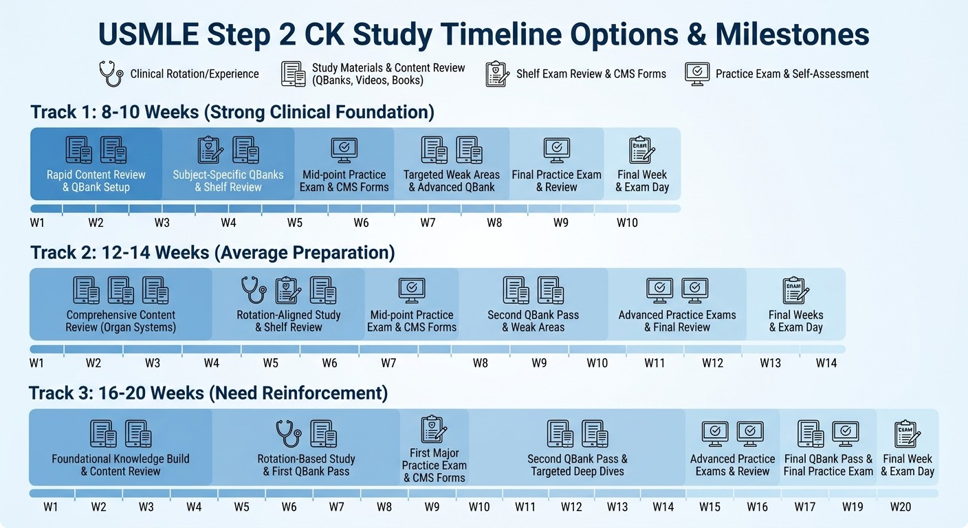 USMLE Step 2 CK study timeline recommendations based on clinical foundation