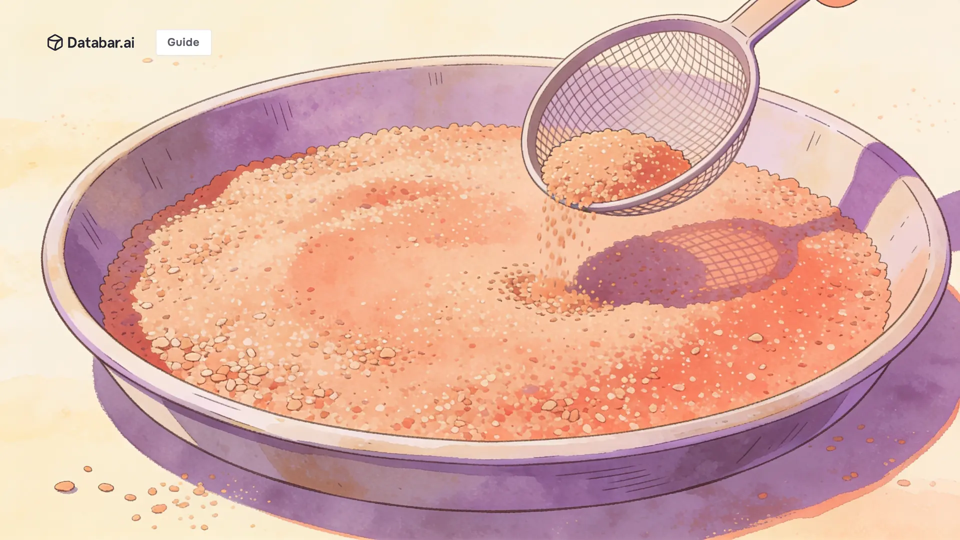 Illustration of an enormous pan of loose grit with one fine scoop lifting a measured portion out — How to Win at Cold Email with a Big TAM