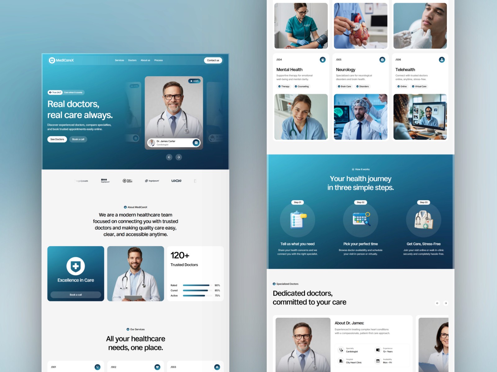 Medicarex — 专业彩色医疗健康网站设计灵感
