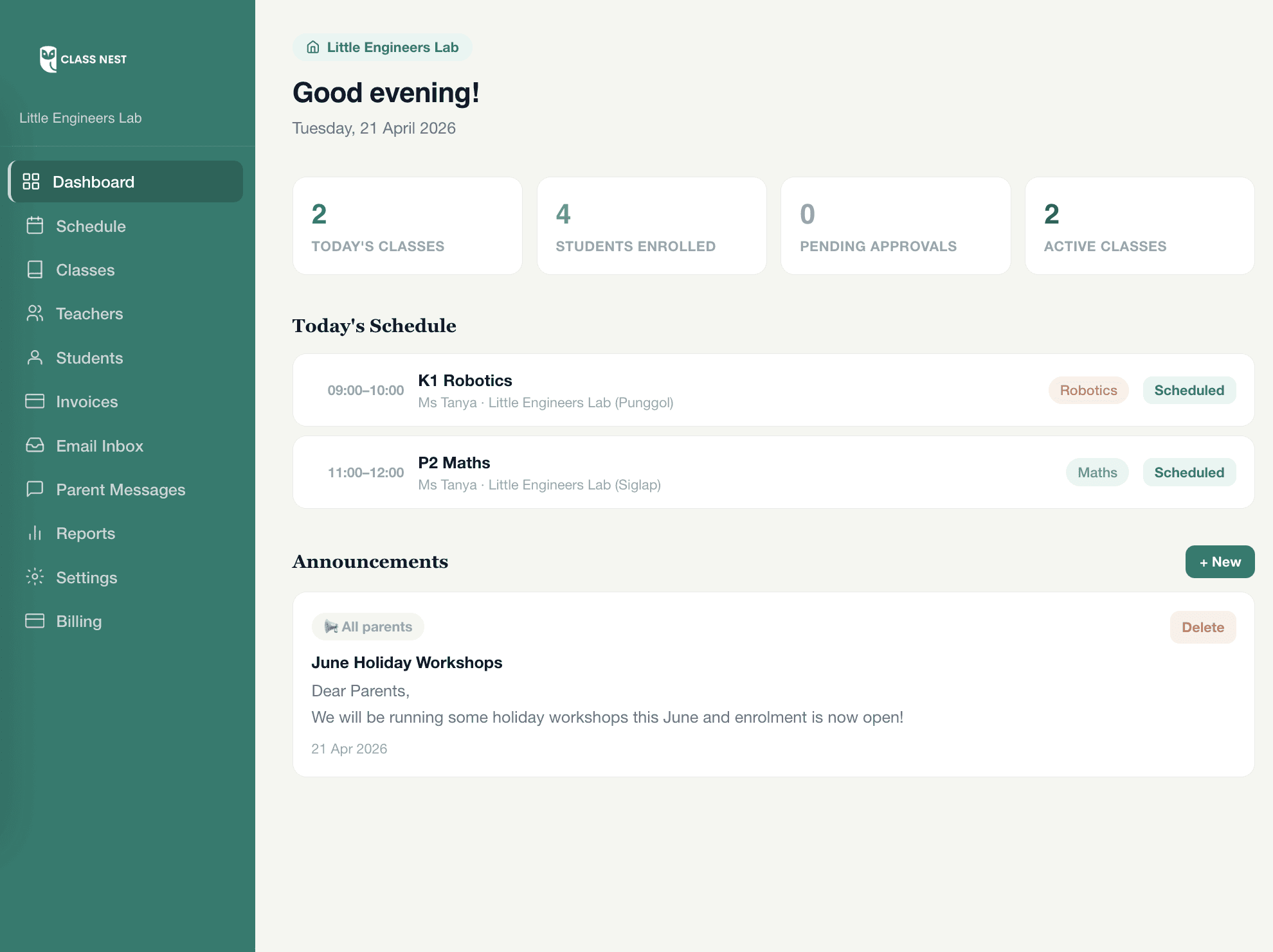 ClassNest Admin Dashboard
