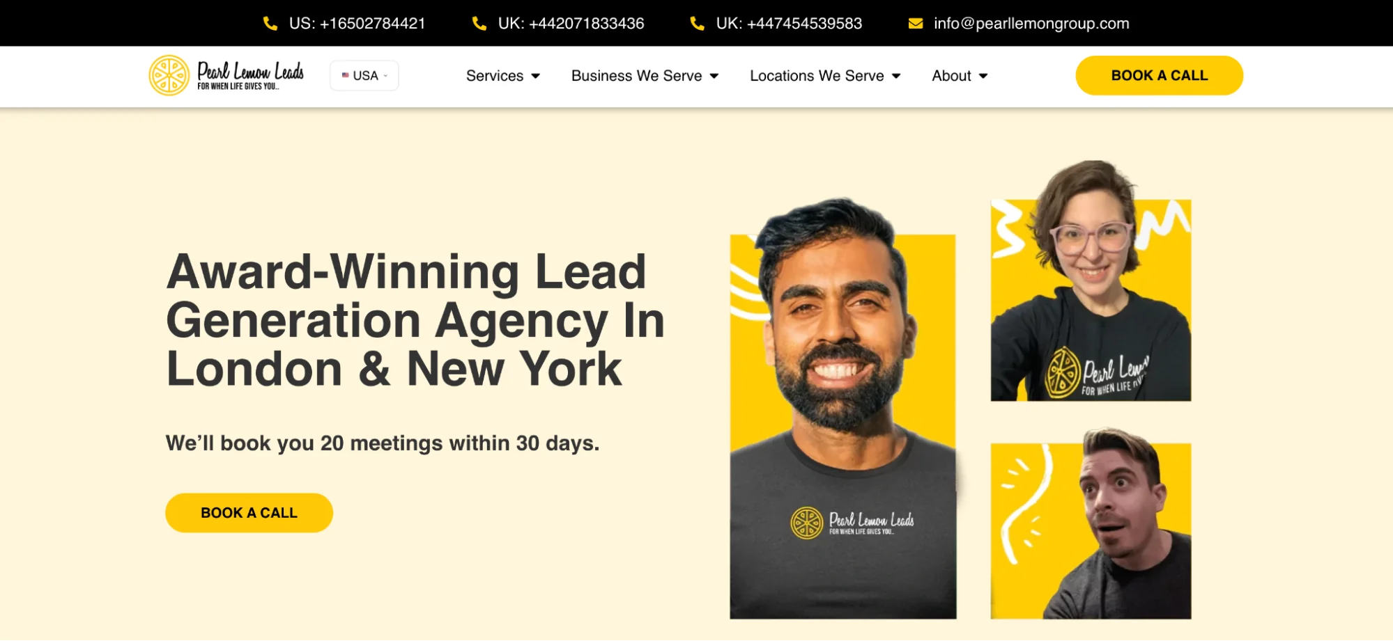 Pearl Lemon Leads homepage: content-driven B2B lead generation agency