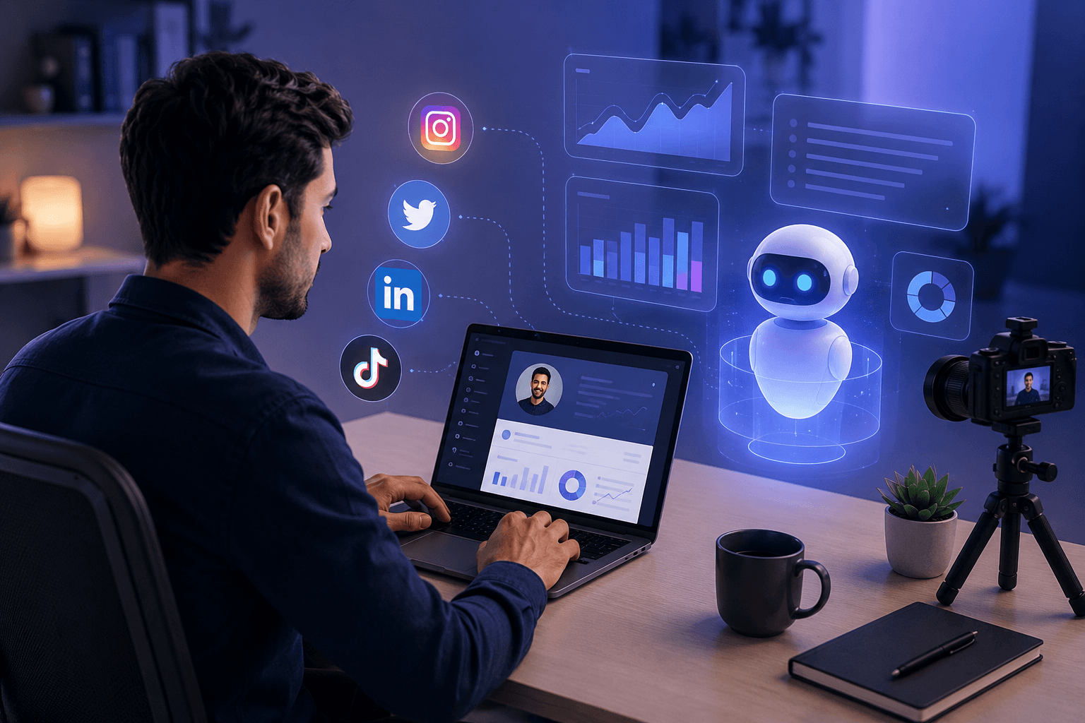 Professional creator building a personal brand using AI tools and social media strategy