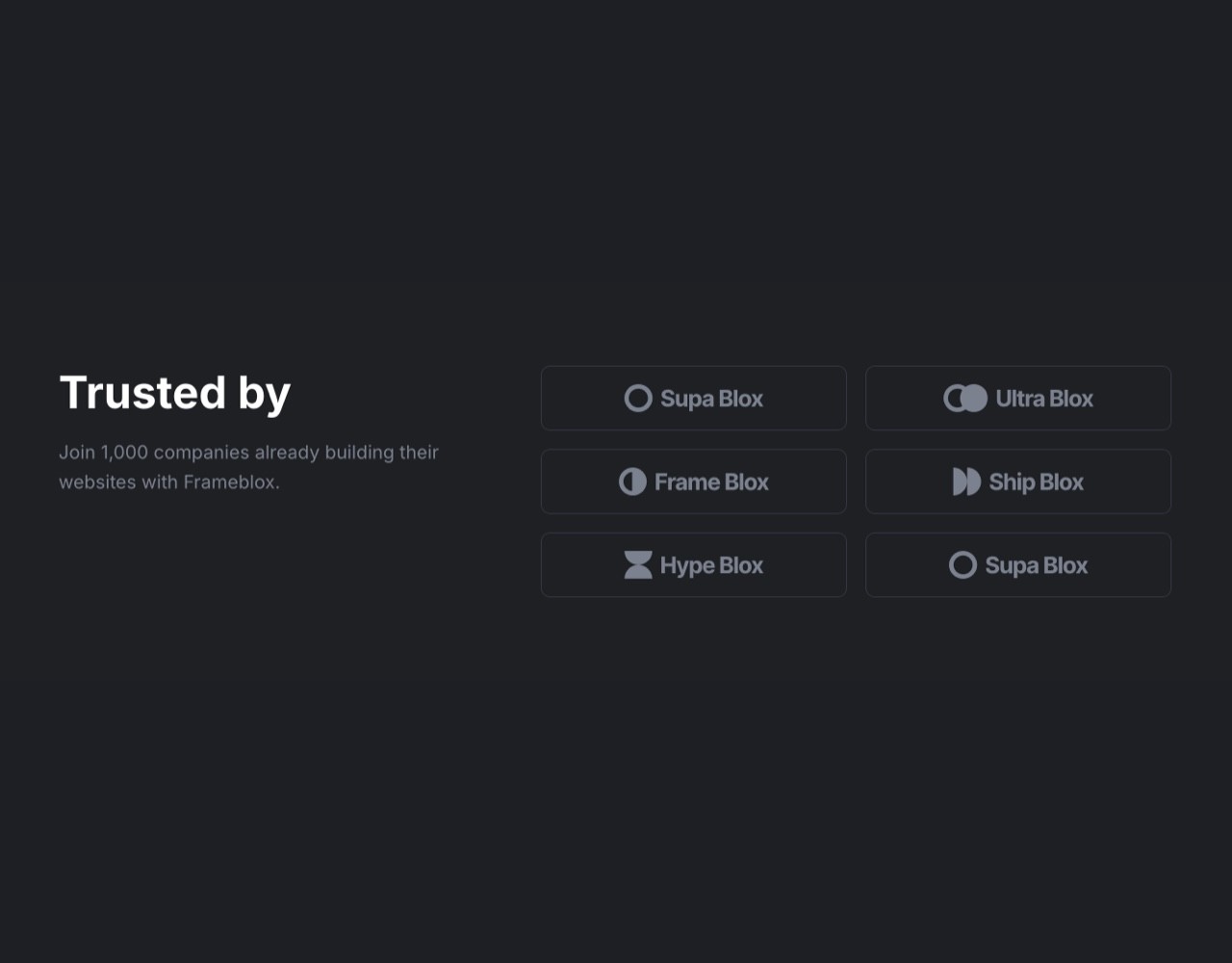 Framer Dark Logos Section - Frameblox UI