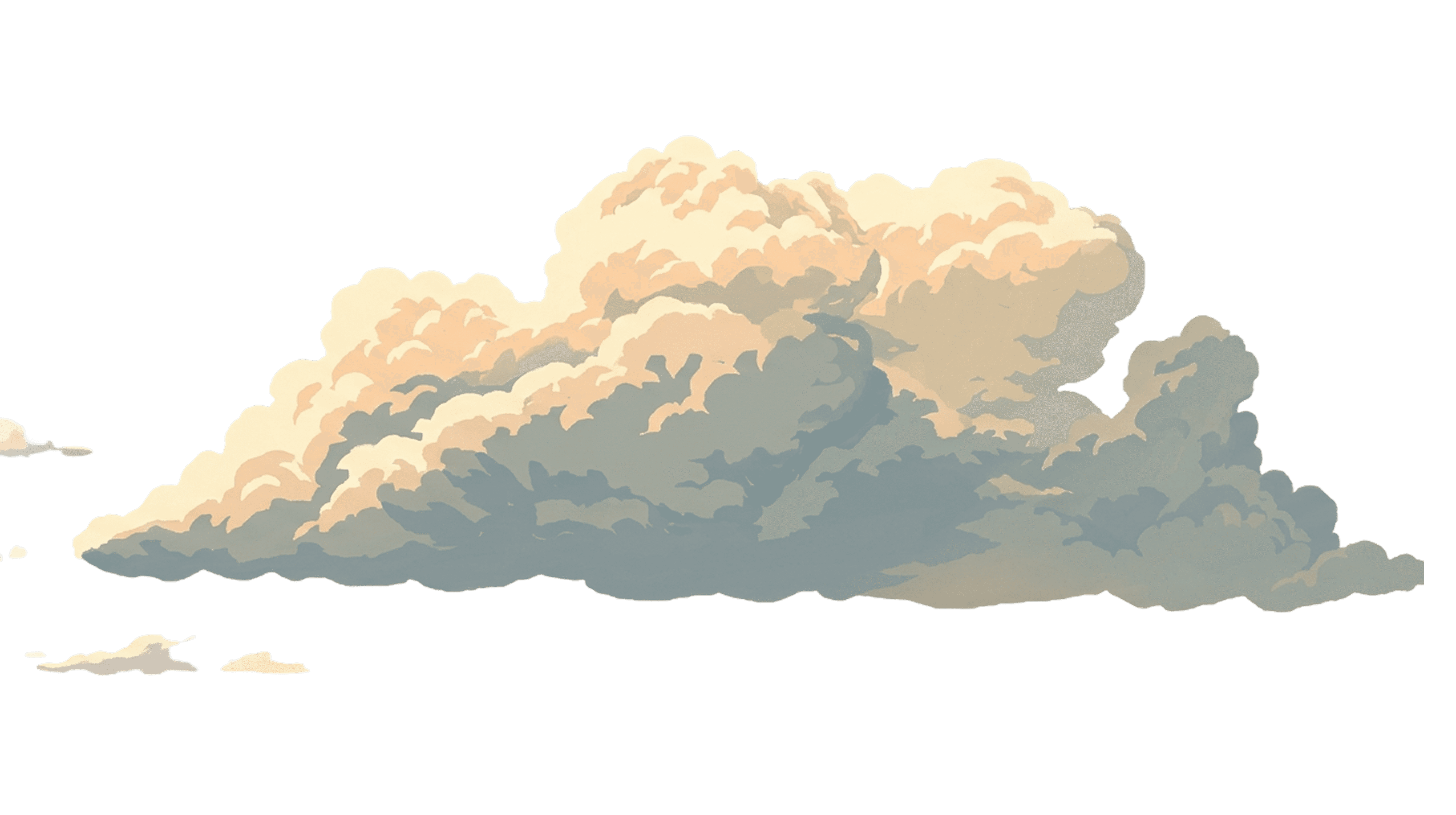 Pixel art cumulus cloud with soft peach and white tones.