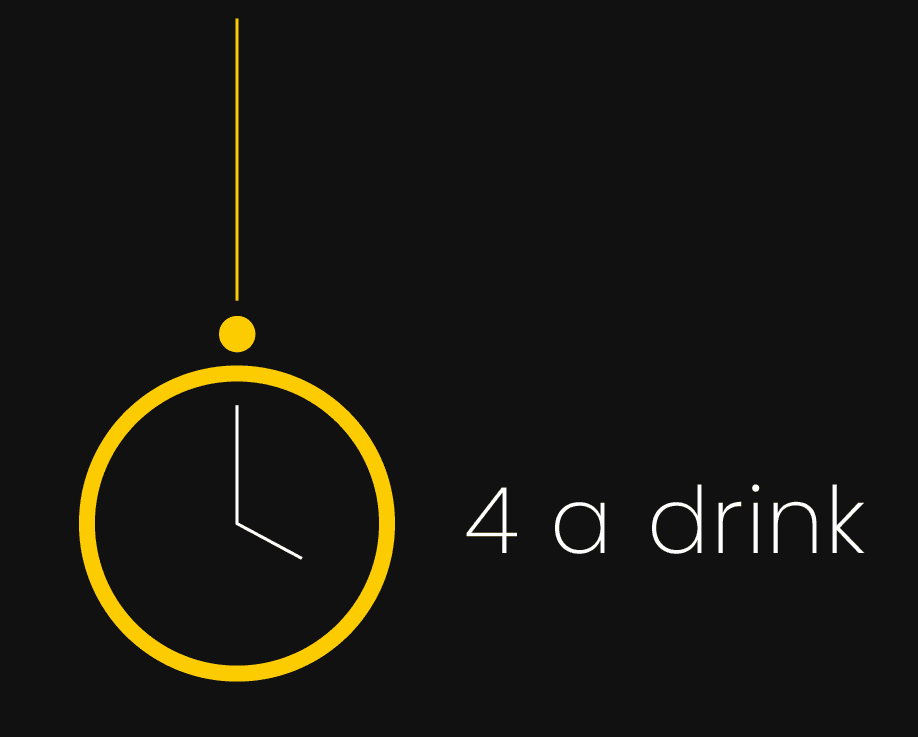 Simple illustration for a bar with just a few geometrical elements in yellow and white on a black background.