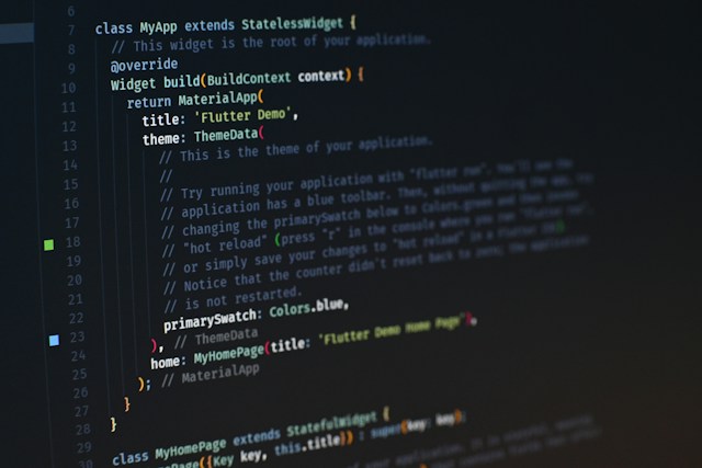 Custom software workflow code on a screen