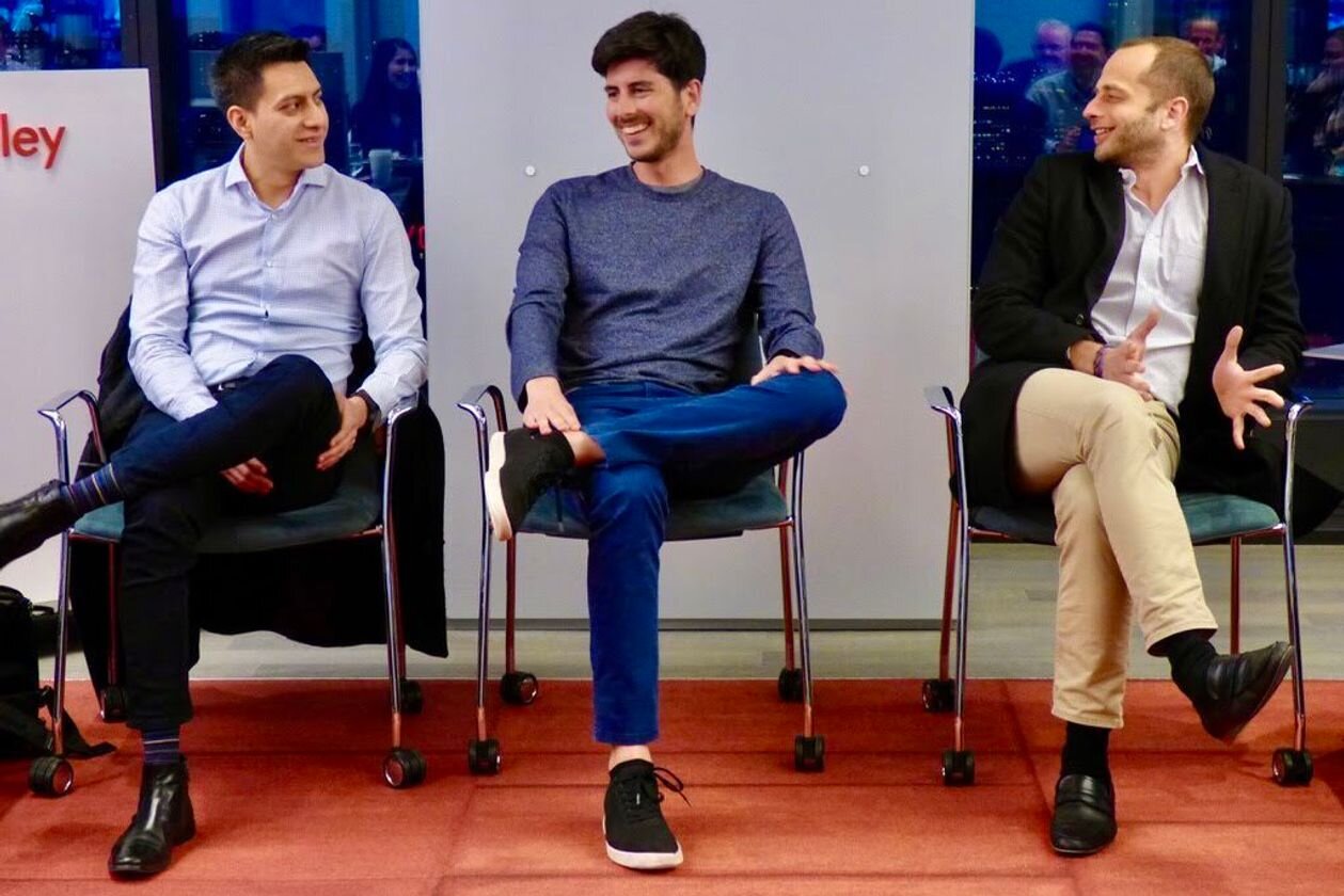  From left: Carlos with fellow co-founders of Glia - Justin DiPietro and Dan Michaeli  