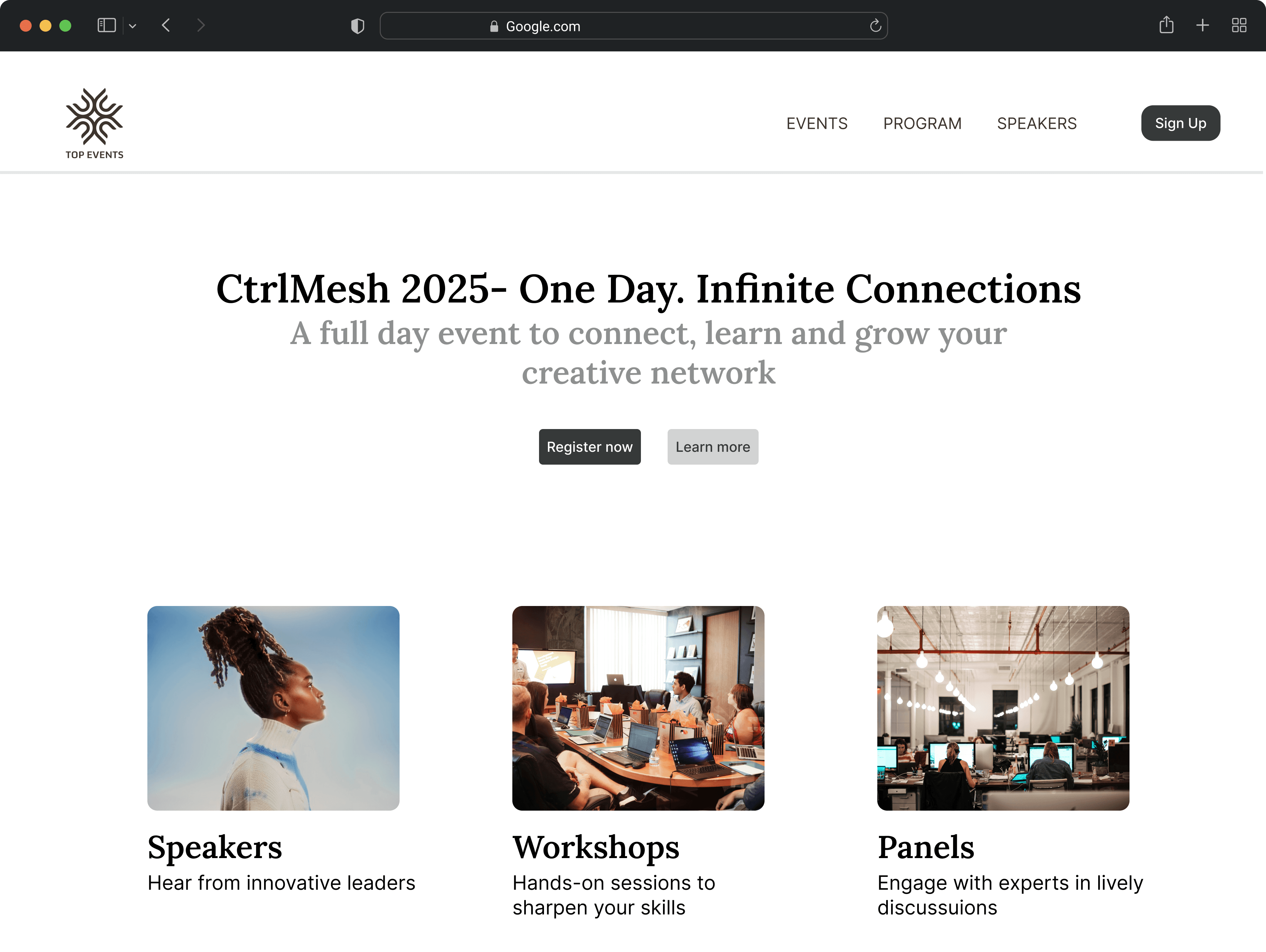 Image showing website of a landing page