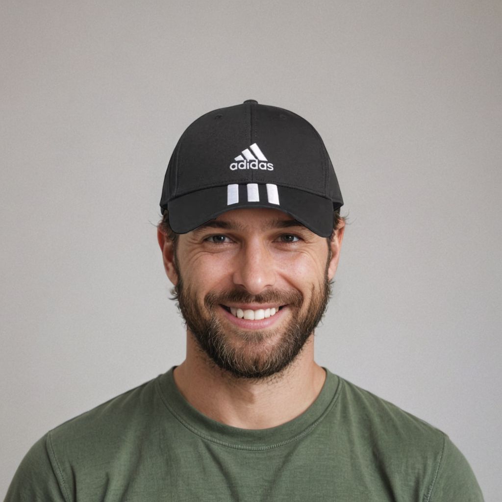 AI model wearing a branded cap, close-up detail shot made with Caspa AI