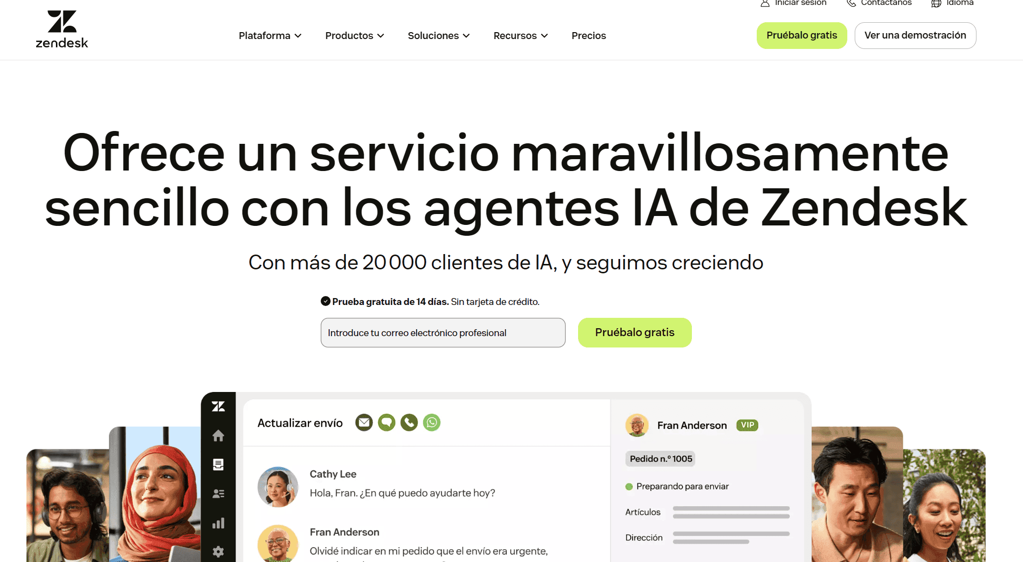 Pantallazo de la app Zendesk que ayuda a gestionar grandes equipos en Shopify.